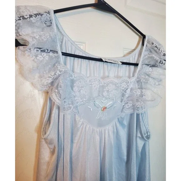 Featherbed Medium Nightgown Dress Lace Pullover Comfy Lightweight - Picture 3 of 9